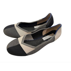 Rothy's Captoe Buffalo Plaid Slip On Flats Size 10 Black White Casual Retired